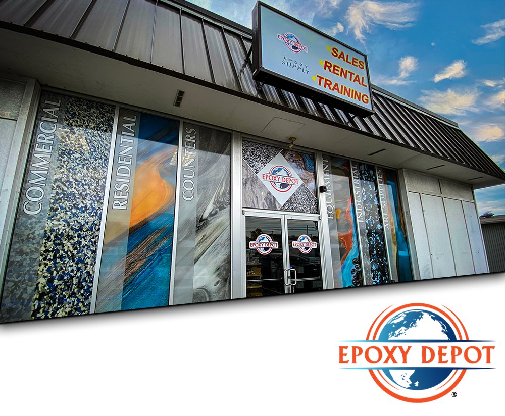 Epoxy Depot USA storefront with epoxy supply signage