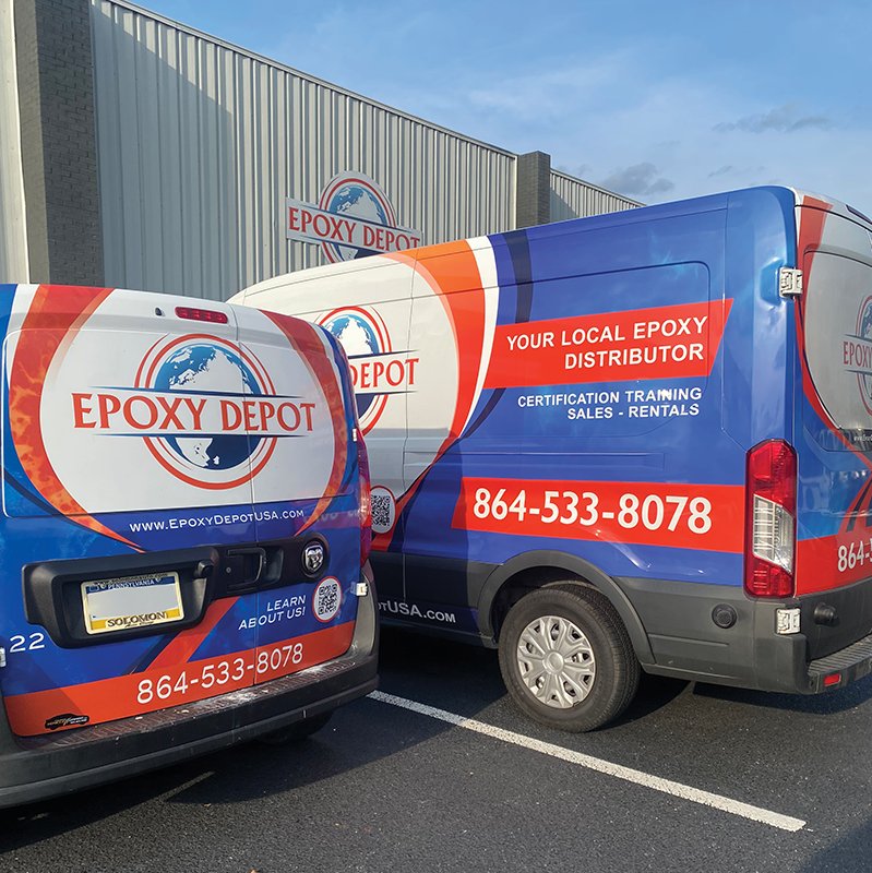 Epoxy Depot USA branded service vans